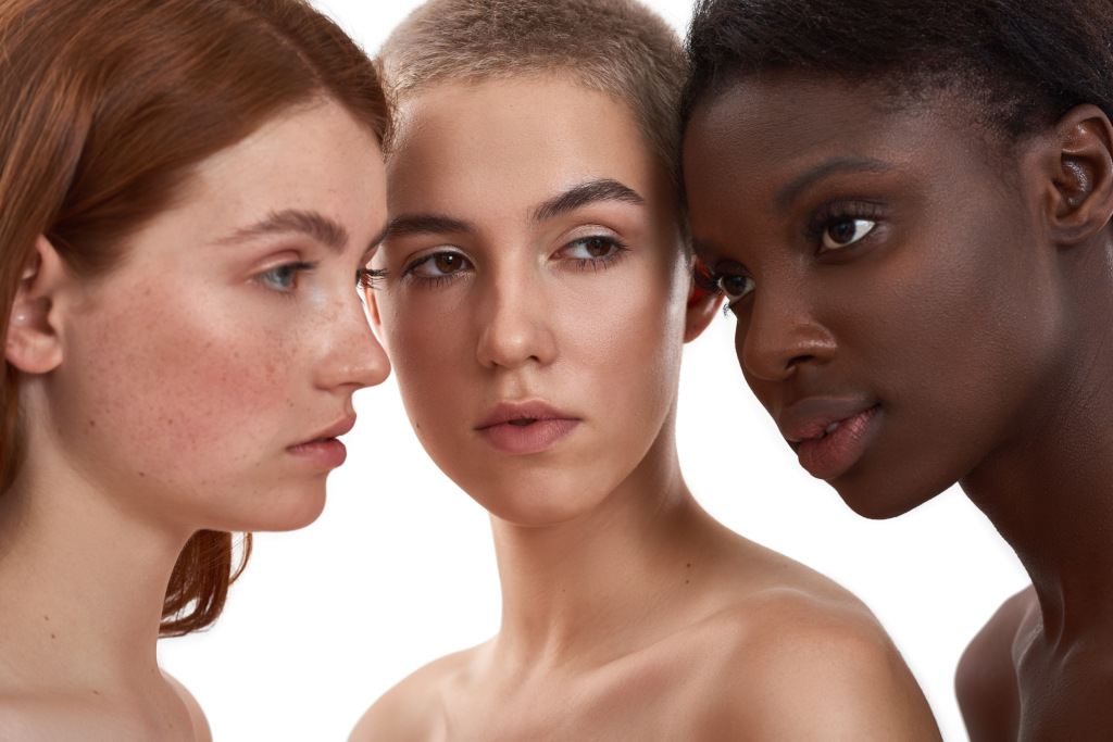 skinclusion three models with different skin tones